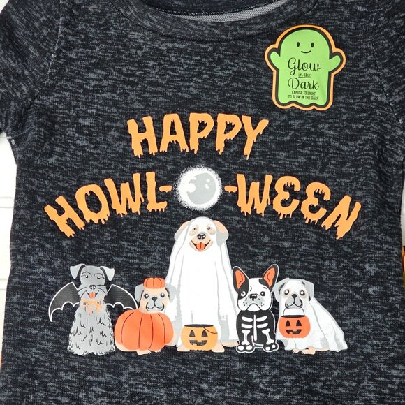 Trick or Treat Sleep Kids Puppy Print Glow In The Dark Pajama Set Size 3T NWT - Picture 2 of 8